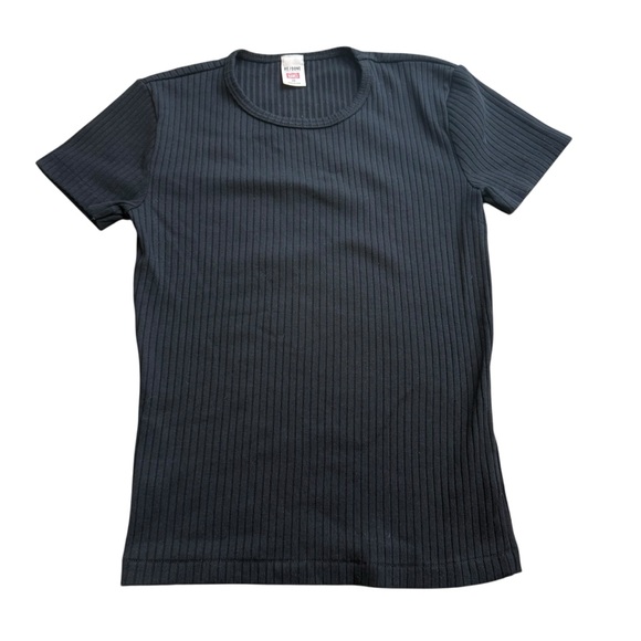 Re/Done x Hanes Women’s XS 60s Slim Tee Shirt Black Ribbed 100% Cotton Basic - Picture 1 of 6